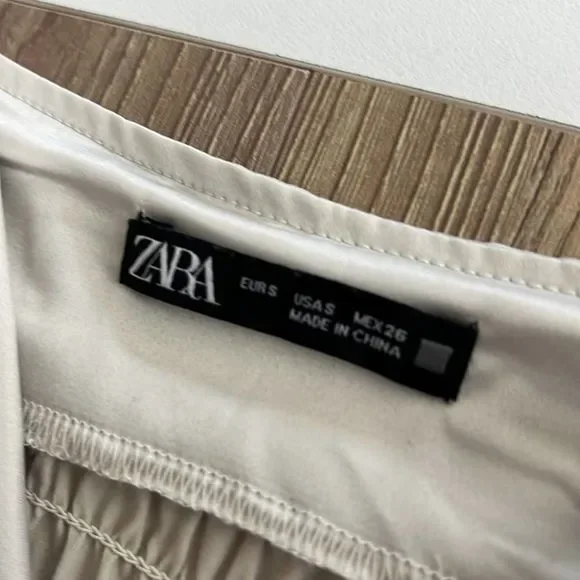 Zara slip dress gathered waist light silver size small - Picture 7 of 11